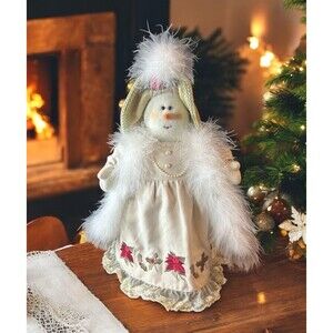Miss Elle’s Collection Fancy Dressed Up Grandma Snowman 16" Christmas Fur W/tags